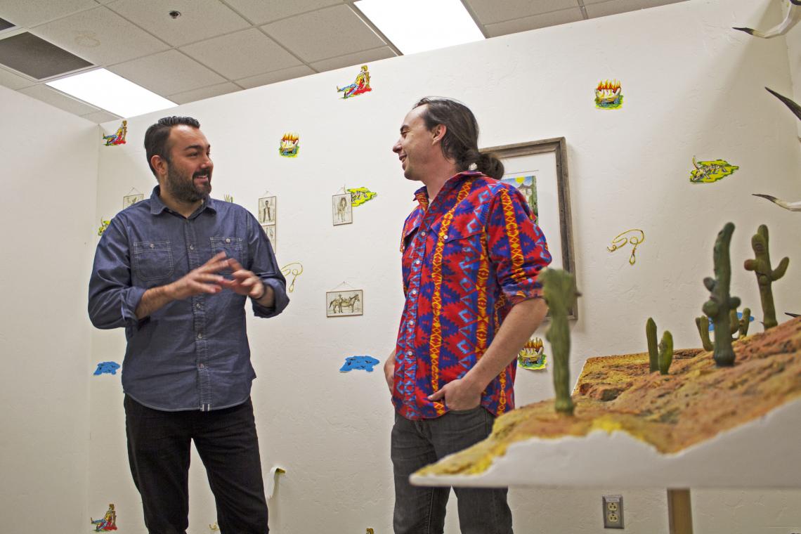 UA master’s students Dustin Lee Shores and Eric Wilson met by chance in a UA School of Arts class. They have since become collaborators in an investigation into the aesthetics and documented history of the West. UA master’s students Dustin Lee Shores and Eric Wilson met by chance in a UA School of Arts class. They have since become collaborators in an investigation into the aesthetics and documented history of the West.